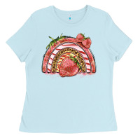 Baby Blue strawberry rainbow Ladies Tee - BarkalooDesign
