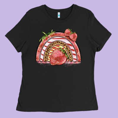 Strawberry Rainbow Ladies Tee Designed By Barkaloodesign
