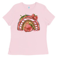 Bubblegum Pink strawberry rainbow Ladies Tee - BarkalooDesign