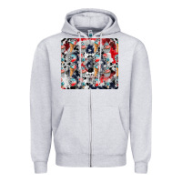 Heather Grey american ice cream Zipper Hoodie - CowhideDigitalArt