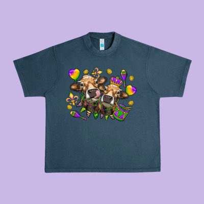 Mardi Gras Heifers Urban Heavy Tee Designed By Howdyjamesfarm