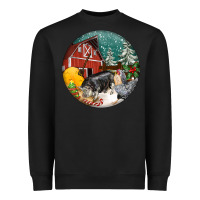 Black Christmas On The Farm Heavyweight Sweatshirt - FaDigitalArtStudio