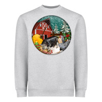 Heather Grey Christmas On The Farm Heavyweight Sweatshirt - FaDigitalArtStudio