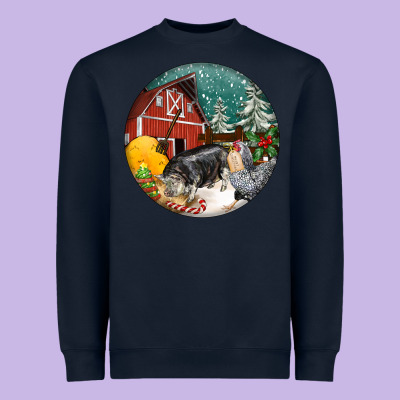 Christmas On The Farm Heavyweight Sweatshirt Designed By Fadigitalartstudio