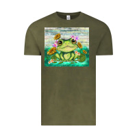 Vintage Olive frog with sunflower Vintage Tee - TumblerDesignByShophia