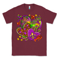 Burgundy Mardi Gras hearts Classic Tee - NancyCooperArtShop