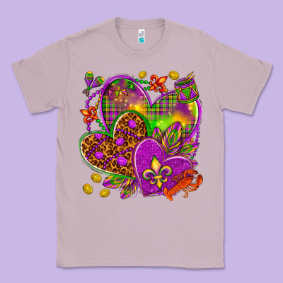 Mardi Gras Hearts Classic Tee Designed By Nancycooperartshop