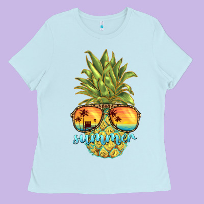 Pineapple Summer Ladies Tee Designed By Barkaloodesign