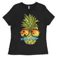 Black pineapple summer Ladies Tee - BarkalooDesign