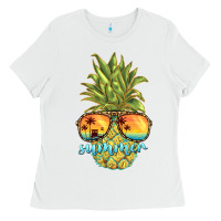 White pineapple summer Ladies Tee - BarkalooDesign