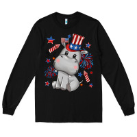 Black fourth of july hippopotamus Long Sleeve Tee - CowGirlArtShop