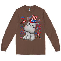 Chestnut fourth of july hippopotamus Long Sleeve Tee - CowGirlArtShop