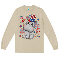 Mushroom fourth of july hippopotamus Long Sleeve Tee - CowGirlArtShop