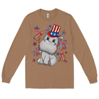 Toasted Coconut fourth of july hippopotamus Long Sleeve Tee - CowGirlArtShop