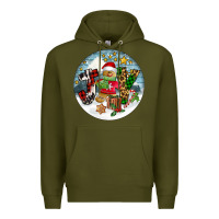 Army Green Joy gingerbread Premium Hoodie - FaDigitalArtStudio