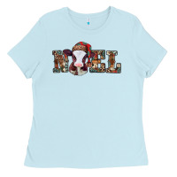 Baby Blue western christmas baby cow noel Ladies Tee - Jasminsmagicworld