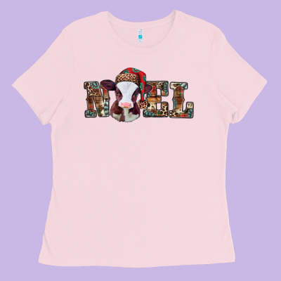 Western Christmas Baby Cow Noel Ladies Tee Designed By Jasminsmagicworld