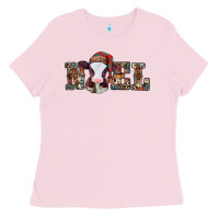 Bubblegum Pink western christmas baby cow noel Ladies Tee - Jasminsmagicworld