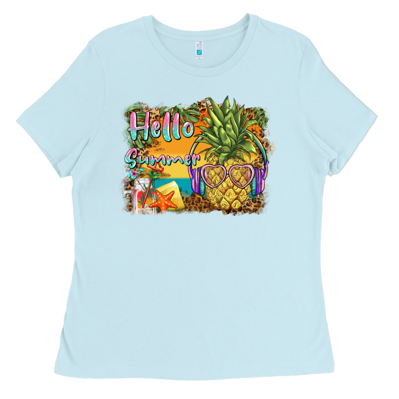 Hello Summer Pineapple Ladies Tee by BarkalooDesign | Teevron