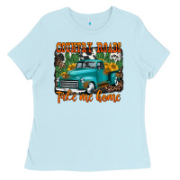 Baby Blue country roads take me home old western truck Ladies Tee - Jasminsmagicworld