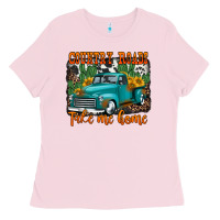 Bubblegum Pink country roads take me home old western truck Ladies Tee - Jasminsmagicworld