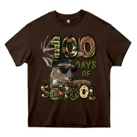 Chocolate Brown 100 days of school hunting deer Heavy Core Tee - LillyAllenDesigns