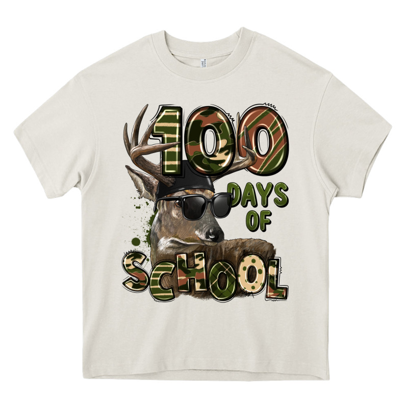 100 Days Of School Hunting Deer Heavy Core Tee by LillyAllenDesigns | Teevron