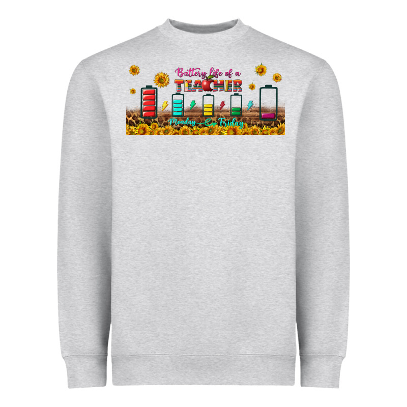 Battery Life Of A Teacher Libbey Glass Heavyweight Sweatshirt by BundleAndBundleShop | Teevron