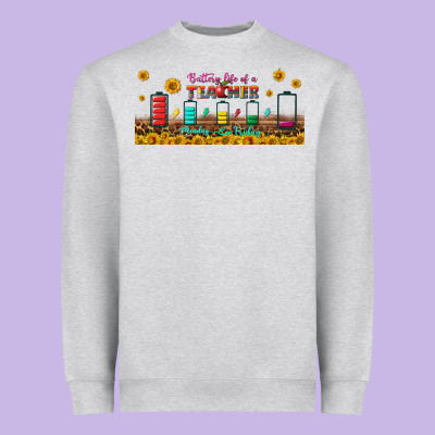 Battery Life Of A Teacher Libbey Glass Heavyweight Sweatshirt Designed By Bundleandbundleshop