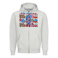 Dove Grey american mama Zipper Hoodie - CowhideDigitalArt