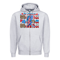 Heather Grey american mama Zipper Hoodie - CowhideDigitalArt