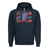 Navy american mama Zipper Hoodie - CowhideDigitalArt