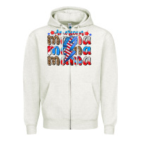 Oatmeal Heather american mama Zipper Hoodie - CowhideDigitalArt