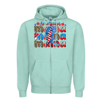 Seafoam american mama Zipper Hoodie - CowhideDigitalArt