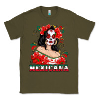 Army Green Mexicana with Skull Girl Classic Tee - texasbilliewilder