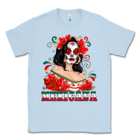 Dusty Blue Mexicana with Skull Girl Classic Tee - texasbilliewilder