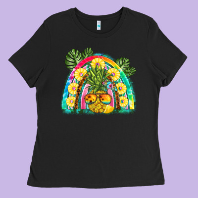 Pineapple Rainbow Ladies Tee Designed By Barkaloodesign