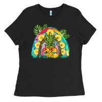 Black pineapple rainbow Ladies Tee - BarkalooDesign
