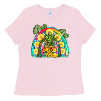 Bubblegum Pink pineapple rainbow Ladies Tee - BarkalooDesign