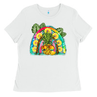 White pineapple rainbow Ladies Tee - BarkalooDesign
