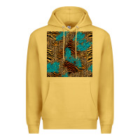 Antique Gold tiger leopard turquoise glitter seamless pattern Premium Hoodie - BundleAndBundleShop