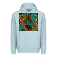 Blue Mist tiger leopard turquoise glitter seamless pattern Premium Hoodie - BundleAndBundleShop