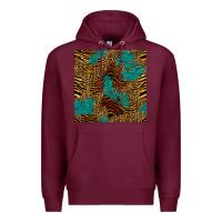 Burgundy tiger leopard turquoise glitter seamless pattern Premium Hoodie - BundleAndBundleShop
