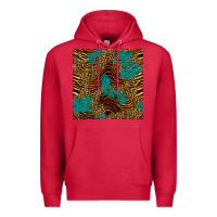 Cardinal tiger leopard turquoise glitter seamless pattern Premium Hoodie - BundleAndBundleShop