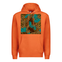 Carrot tiger leopard turquoise glitter seamless pattern Premium Hoodie - BundleAndBundleShop