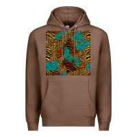 Chestnut tiger leopard turquoise glitter seamless pattern Premium Hoodie - BundleAndBundleShop