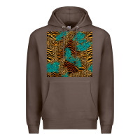 Coffee tiger leopard turquoise glitter seamless pattern Premium Hoodie - BundleAndBundleShop