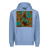 Colony Blue tiger leopard turquoise glitter seamless pattern Premium Hoodie - BundleAndBundleShop