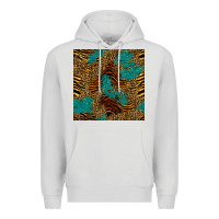 Dove Grey tiger leopard turquoise glitter seamless pattern Premium Hoodie - BundleAndBundleShop