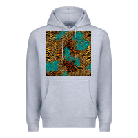 Heather Grey tiger leopard turquoise glitter seamless pattern Premium Hoodie - BundleAndBundleShop